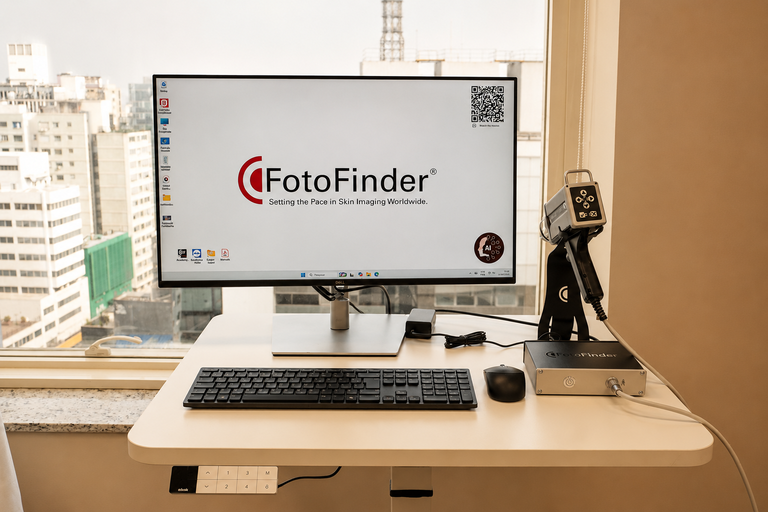 Monitor FotoFinder com câmera dermatoscópica para mapeamento de lesões